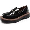 DREAM PAIRS Loafers for Women Platform Chunky Heel Slip On Loafers Business Office Casual Dressy Loafer Shoes(Black-patent)