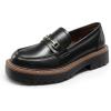 DREAM PAIRS Loafers for Women Platform Chunky Heel Slip On Loafers Business Office Casual Dressy Loafer Shoes(Black-pu)