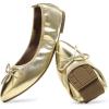 DREAM PAIRS Women’s Foldable Flats Shoes Pointed Toe Ballet Flats Bowknot Comfort Slip on Dress Shoes(Gold)