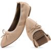 DREAM PAIRS Women’s Foldable Flats Shoes Pointed Toe Ballet Flats Bowknot Comfort Slip on Dress Shoes(Nude)