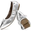 DREAM PAIRS Women’s Foldable Flats Shoes Pointed Toe Ballet Flats Bowknot Comfort Slip on Dress Shoes(Silver)