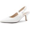 DREAM PAIRS Women’s Kitten Heels Slingback Closed Toe Low Pumps Dress Bridal Elegant Wedding Casual Shoes(White)