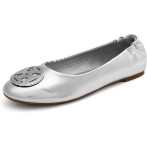 DREAM PAIRS Women’s Ballet Flats Shoes Round Toe Slip On Comfortable Dressy Shoes(Silver)