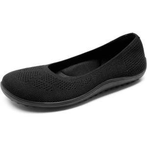 DREAM PAIRS Women’s Ballet Flats, Wide Toe Box Knit Flats for Women with Arch Support, Comfortable Slip On Dressy Travel Work Business Office Shoes for Women(Black)