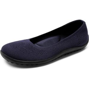 DREAM PAIRS Women’s Ballet Flats, Wide Toe Box Knit Flats for Women with Arch Support, Comfortable Slip On Dressy Travel Work Business Office Shoes for Women(Navy)