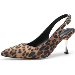 DREAM PAIRS Women’s Heels Slingback Stiletto Pumps Shoes Pointed Closed Toe Kitten Heels Dress Bridal Elegant Wedding Sexy Party(Leopard-suede)