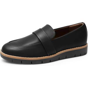 DREAM PAIRS Women’s Loafers, Slip-On Business Casual Work Shoes(Black-pu)