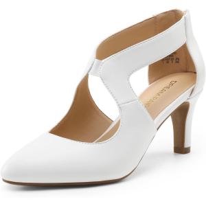DREAM PAIRS Women’s Pumps Closed Pointed Toe Kitten Heels Elegant Party Wedding Dress Shoes for Women(White)