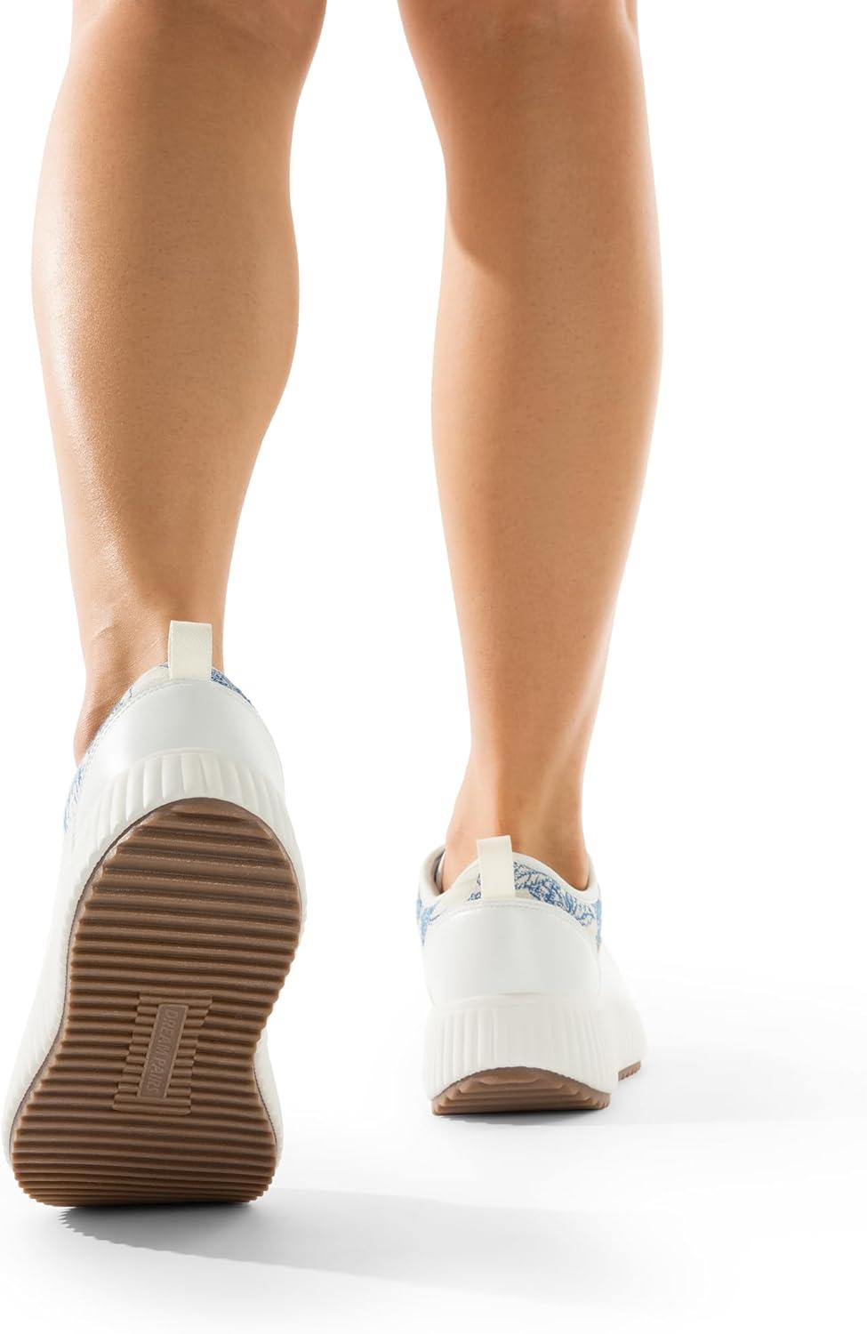 imageDREAM PAIRS Women Platform Chunky Lightweight Comfortable Casual LaceUp Sky Walking Fashion SneakersBlueBeigeWhite