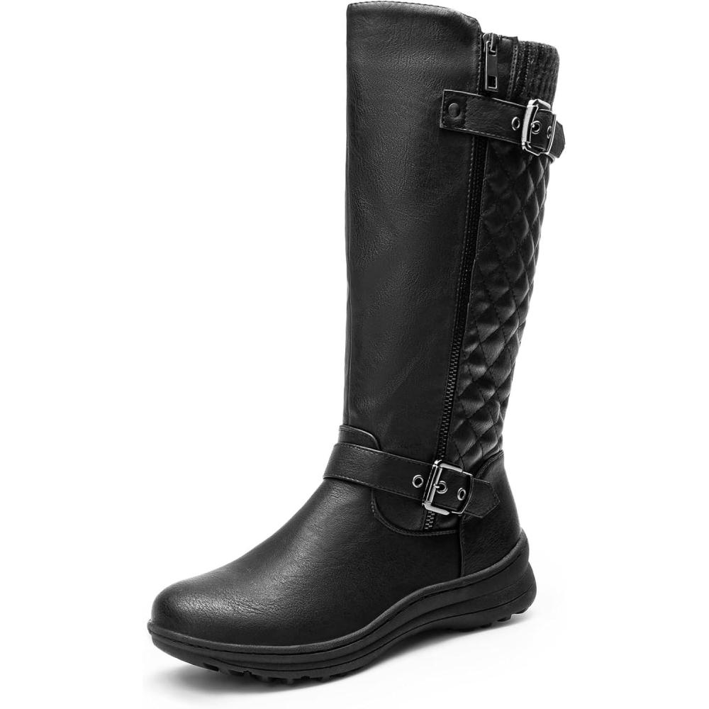 imageDREAM PAIRS Womens Faux Fur Knee High Boot Round Toe Fall Winter BootsBlack