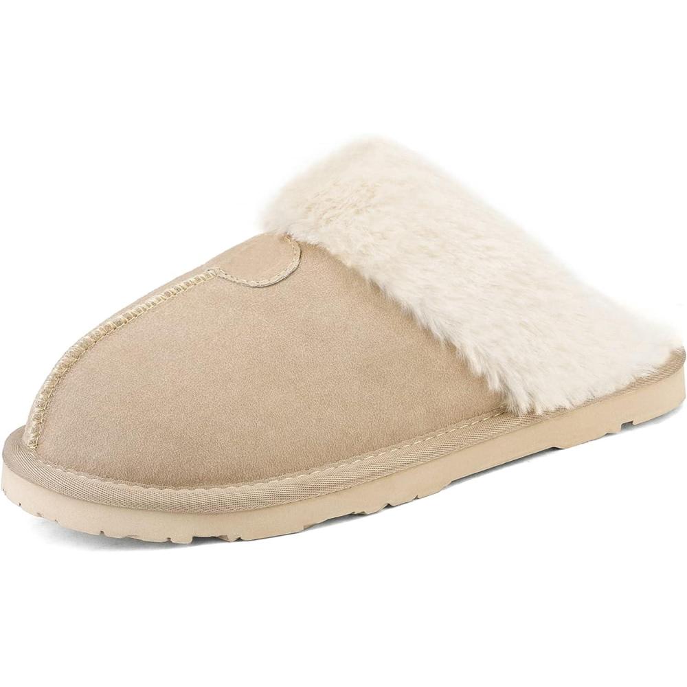 imageDREAM PAIRS Womens House Slippers Indoor Fuzzy Fluffy Furry Cozy Home Bedroom Comfy Winter Cute Warm Outdoor Shoes FuzzyEasySand