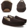 DREAM PAIRS Men’s House Slippers Moccasin Indoor Outdoor Fuzzy Furry Loafers Suede Leather Warm Comfortable Shoes(Brown)