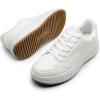 DREAM PAIRS Women Platform Chunky Lightweight Comfortable Casual Faux Leather Lace-Up Dee Walking Fashion Sneakers(All White-pu)