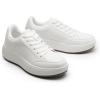 DREAM PAIRS Women Platform Chunky Lightweight Comfortable Casual Faux Leather Lace-Up Dee Walking Fashion Sneakers(All White-pu)