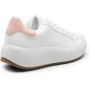 DREAM PAIRS Women Platform Chunky Lightweight Comfortable Casual Faux Leather Lace-Up Dee Walking Fashion Sneakers(White/Hot Pink)
