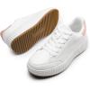 DREAM PAIRS Women Platform Chunky Lightweight Comfortable Casual Faux Leather Lace-Up Dee Walking Fashion Sneakers(White/Hot Pink)
