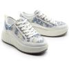 DREAM PAIRS Women Platform Chunky Lightweight Comfortable Casual Lace-Up Sky Walking Fashion Sneakers(Blue/Beige/White)