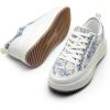 DREAM PAIRS Women Platform Chunky Lightweight Comfortable Casual Lace-Up Sky Walking Fashion Sneakers(Blue/Beige/White)