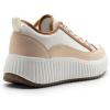 DREAM PAIRS Women Platform Chunky Lightweight Comfortable Casual Lace-Up Sky Walking Fashion Sneakers(Brown/White-pu)