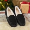 DREAM PAIRS Women’s Fuzzy House Slippers Cozy Faux Fur Micro Suede Moccasins Slip on Loafer Shoes for Indoor and Outdoor(Black)