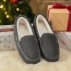 DREAM PAIRS Women’s Fuzzy House Slippers Cozy Faux Fur Micro Suede Moccasins Slip on Loafer Shoes for Indoor and Outdoor(Grey)