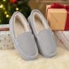 DREAM PAIRS Women’s Fuzzy House Slippers Cozy Faux Fur Micro Suede Moccasins Slip on Loafer Shoes for Indoor and Outdoor(Light Grey)