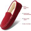 DREAM PAIRS Women’s Fuzzy House Slippers Cozy Faux Fur Micro Suede Moccasins Slip on Loafer Shoes for Indoor and Outdoor(Red)