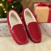DREAM PAIRS Women’s Fuzzy House Slippers Cozy Faux Fur Micro Suede Moccasins Slip on Loafer Shoes for Indoor and Outdoor(Red)