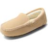 DREAM PAIRS Women’s Fuzzy House Slippers Cozy Faux Fur Micro Suede Moccasins Slip on Loafer Shoes for Indoor and Outdoor(Sand)