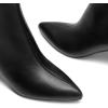 DREAM PAIRS Women’s Kitten Heel Ankle Boots Pointed Toe Side Zipper Fall Leather Ankle Booties for Office Work(Black-pu)