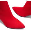 DREAM PAIRS Women’s Kitten Heel Ankle Boots Pointed Toe Side Zipper Fall Leather Ankle Booties for Office Work(Red)