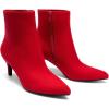 DREAM PAIRS Women’s Kitten Heel Ankle Boots Pointed Toe Side Zipper Fall Leather Ankle Booties for Office Work(Red)