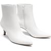 DREAM PAIRS Women’s Kitten Heel Ankle Boots Pointed Toe Side Zipper Fall Leather Ankle Booties for Office Work(White)