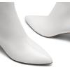 DREAM PAIRS Women’s Kitten Heel Ankle Boots Pointed Toe Side Zipper Fall Leather Ankle Booties for Office Work(White)