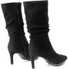 DREAM PAIRS Women’s Mid Calf Boots High Heels Pointed Toe Zip Fashion Dressy Boot(Black-suede)