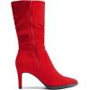 DREAM PAIRS Women’s Mid Calf Boots High Heels Pointed Toe Zip Fashion Dressy Boot(Red-suede)