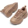 DREAM PAIRS Women’s Platform Chunky Fashion Sneakers Jaxon Walking Lace-Up Comfortable Dad Sneakers Workout Sport Work Casual Tennis Shoes(Tan)