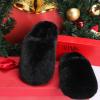DREAM PAIRS Women’s Plush Fuzzy Slip on Indoor Outdoor Winter House Slippers(Black)