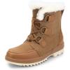 DREAM PAIRS Ankle Winter Boots for Women Snow Boots Anti-Slip Resistant Classic Warm Faux Fur Lined Lace Up for Outdoor Hiking Walking(Tan)