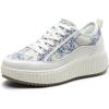 DREAM PAIRS Women Platform Chunky Lightweight Comfortable Casual Lace-Up Sky Walking Fashion Sneakers(Blue/Beige/White)