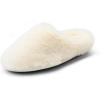 DREAM PAIRS Women’s Plush Fuzzy Slip on Indoor Outdoor Winter House Slippers(Beige)