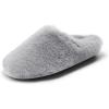 DREAM PAIRS Women’s Plush Fuzzy Slip on Indoor Outdoor Winter House Slippers(Dark Grey)