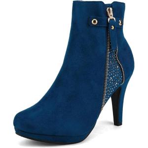 DREAM PAIRS Women’s Ankle Boots High Stiletto Heel Booties Fashion Zipper Short Boots(Classic Royal/Blue)