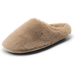 DREAM PAIRS Women’s Plush Fuzzy Slip on Indoor Outdoor Winter House Slippers(Camel)