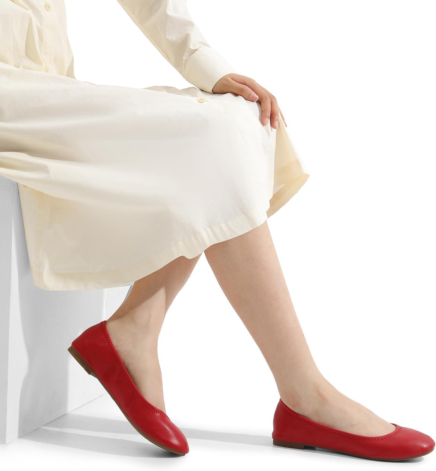 imageDREAM PAIRS Womens SoleHappy Ballerina Walking Flats ShoesRed