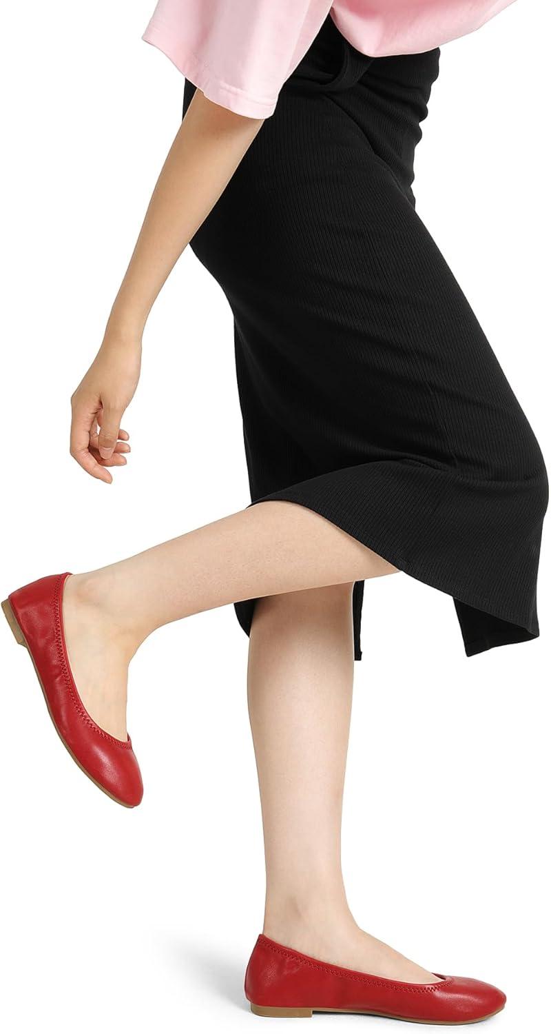 imageDREAM PAIRS Womens SoleHappy Ballerina Walking Flats ShoesRed