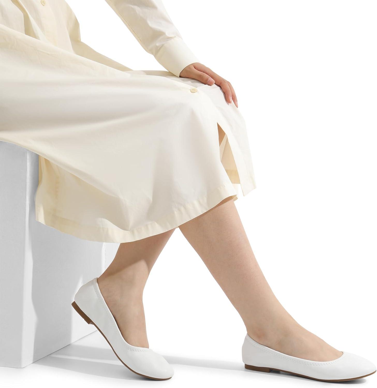 imageDREAM PAIRS Womens SoleHappy Ballerina Walking Flats ShoesWhite