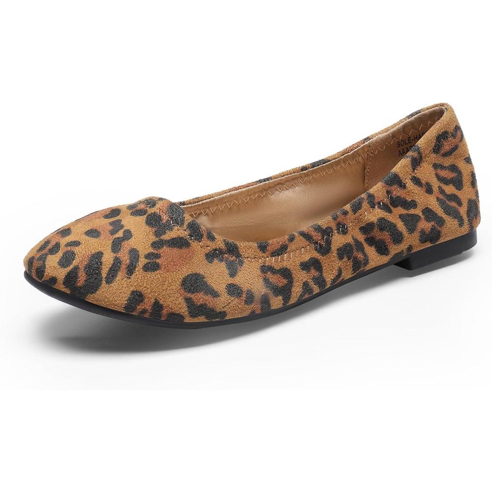 imageDREAM PAIRS Womens SoleHappy Ballerina Walking Flats ShoesLeopard
