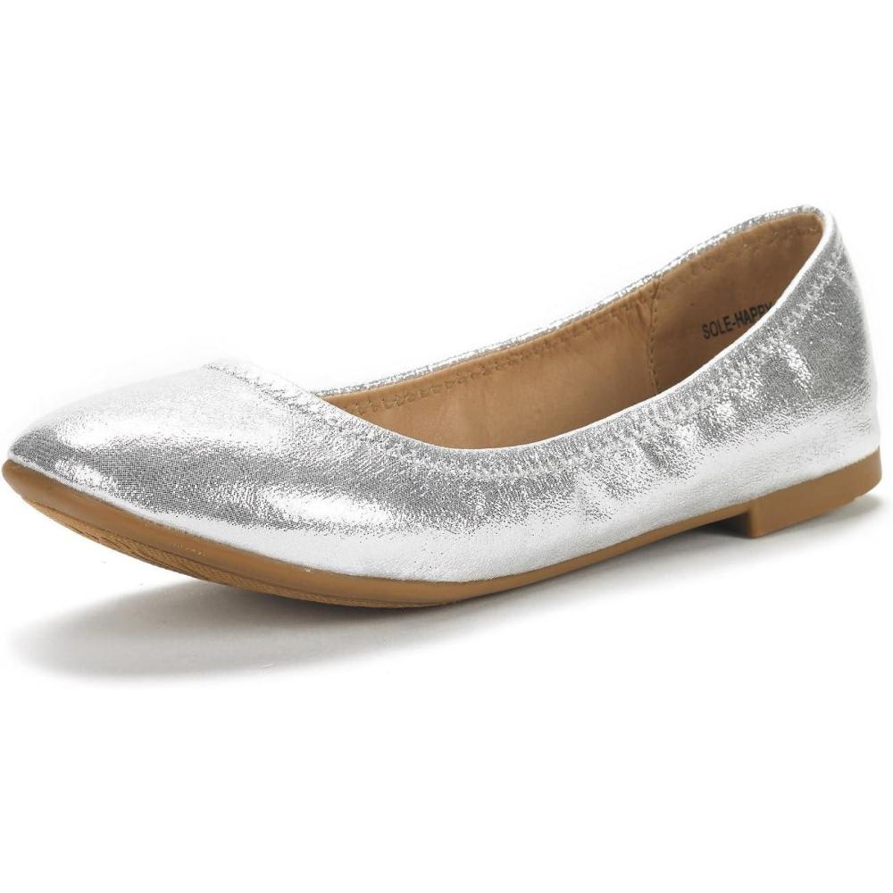 imageDREAM PAIRS Womens SoleHappy Ballerina Walking Flats ShoesSilver