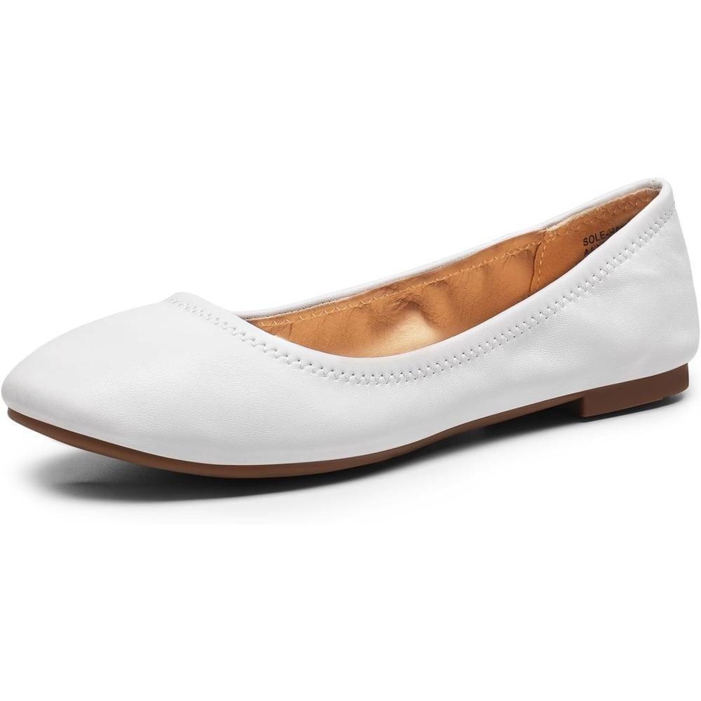 imageDREAM PAIRS Womens SoleHappy Ballerina Walking Flats ShoesWhite